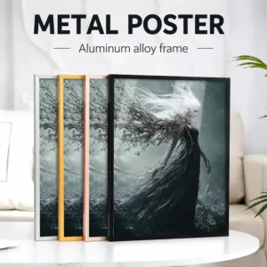 Dark Fantasy Woman Framed Metal Print Customized Photo Enchanting Storybook Style Wall Art For Bedroom And Study Birthday Gift
