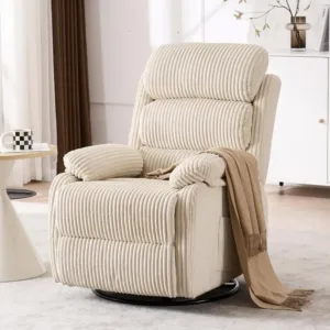 Adult 360° Rocking Recliner Chair，Nursery Rocker Reclining Chair with Side Pocket, a Comfy upholstered Single Sofa Armchair