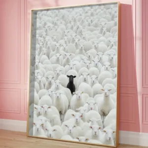 1pc Black Sheep Canvas Poster, Art Deco Classic Retro Style, Frameless Wall Hanging Decor Print Painted Artwork, Home Decor