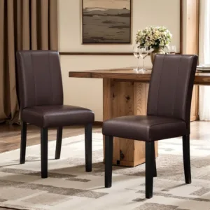 Dining Chairs Set of 2, Faux Leather Dining Room Chairs, Upholstered Modern Kitchen Parsons Chairs for Dining Room with Sturdy