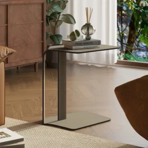Light Luxury Modern Coffee Tables Italian Minimalist Saddle-leather C-shaped Coffee Tables High-end Designer Furniture Mesa JTC