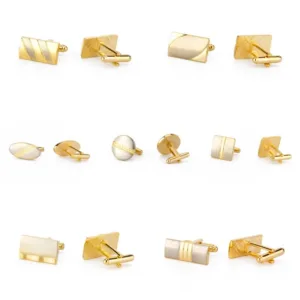 1 Pair Cufflinks Man Shirt Gold Color Men's Cufflinks Copper Tie Clips And Cufflinks Gifts For Men Cuffs Round Square Jewelry