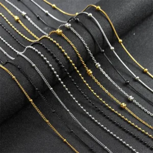 Length 60cm Ball Bead Chain Necklace for Women Men Stainless Steel Gold Sliver Black Color Fashion Jewelry Accessories Making