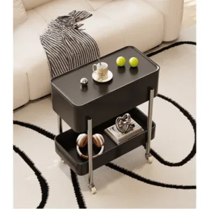 Italian wheeled movable trolley coffee table small apartment bedroom bedside table shelf sofa side table
