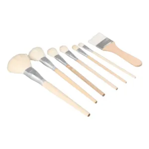 Goat Hair Mop Brush Wood Color 7 Pieces Versatile Blending Brush Multifunctional Goat Hair Blending Brush For Wall Painting
