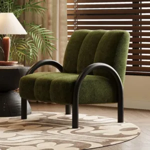 Living Room Armchair Chenille Fabric Accent Chair High Resilience Sponge Sofa Chair Cozy Comfy Lounge Chair for Home Office