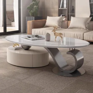 Oval Beauty Coffee Tables With Storage Marble Italian Designer Coffee Tables Trendy Aesthetic Table Basse Furniture Living Room