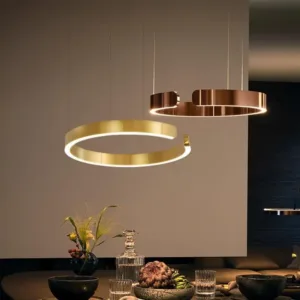 Modern Creative Iron Circular Chandelier Dining Table Restaurant Bedroom Kitchen Dimmable Led Pendant Lamp Home Decor Lighting