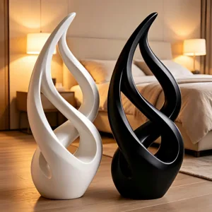 Printed Light Luxury Art Abstract Sculpture, Made of Plastic in Black and White, Is the Perfect Decorative Item for Bedrooms, Vi