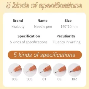 5Pcs /set Brown/Black Art Manga Outlining Pen Pigment Liner Micron Pen Marker Hook Line Needle Pen for Sketch Brush Fineliner