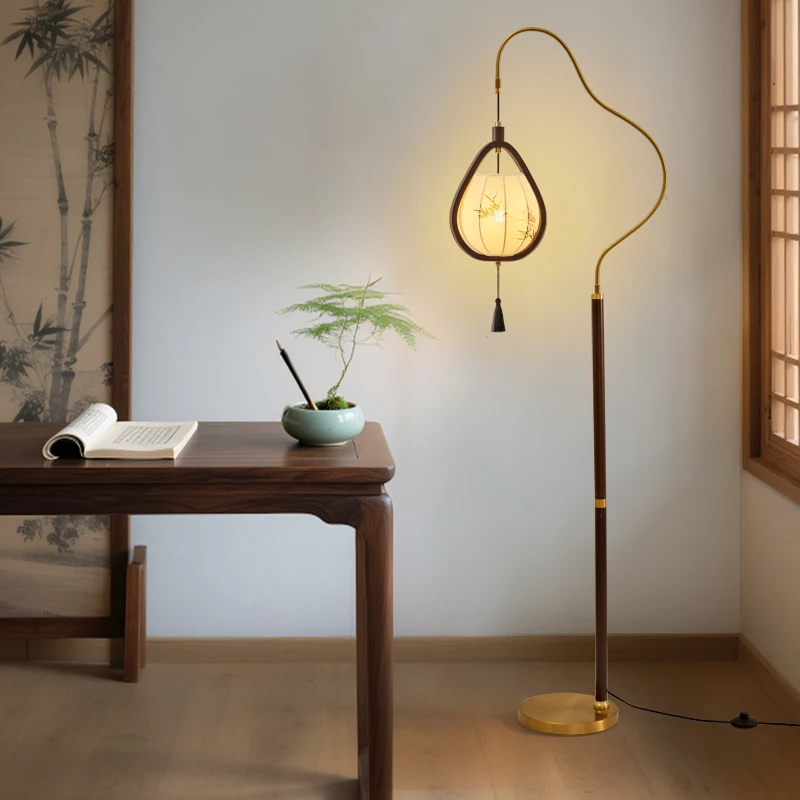 Chinese Style Living Room Floor Lamp Sofa Side Standing Lamp Antique Style Bedroom Decoration Lights Bedside Light LED Lighting