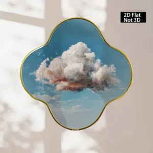 1 Piece of 2D Flat Minimalist Style Wooden Wall Decoration, Modern Decorative Painting Featuring a Clouds-in-the-Sky Design