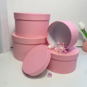Round Gift Boxes with Lids Set of 4 Pink Gift Box Nesting Gift Boxes for Presents Birthday Wedding Valentines Gift Boxes
