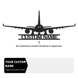 Personalized Aluminum Airplane Wall Decor Custom Name Sign Metal Aviation Art for Kids Room Bedroom Tool Room Pilot Gift