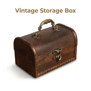 Vintage Wooden Storage Box with Carved Handle, Retro Treasure Chest for Jewelry Organizing & Antique Home Decor