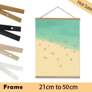 21-50CM Magnetic Frames Teak Pine Wood Picture Poster Hanger Frame For Wall Art Canvas Print Painting Kids Room Home Decor