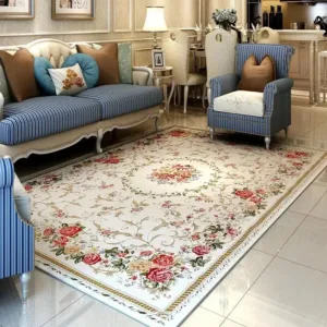 Luxury Pastoral Carpets for Living Room Decoration Retro Flower Bedroom Kitchen Floor Mat Home Sofa Coffee Table Area Decor Rugs