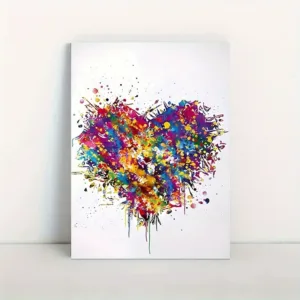 1pc no frame canvas painting Canvas Poster, Watercolor Love Heart Wall Art Print Wall Art For Living Room, Wall Decor For Bed