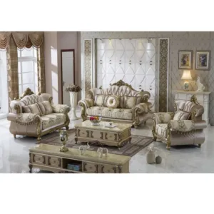 European Luxury 1 2 3 Seater Fabric Couches Sofa Set Villa Home Furniture Classic Royal Solid Wood Sectional Living Room Sofas