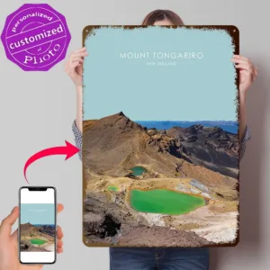 Mount Tongariro Artwork 3D Printed Texture Poster Personalized Wall Art Retro Metal Tin Signs for Bathroom Decor Room Wand Deko