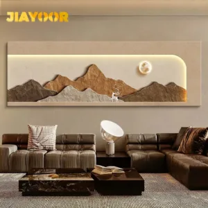 LED Bedroom Silent With Light Wall Art Mountain Painting Interior Decorative Wall Frames Luxury Living Room Painting Wall Decor