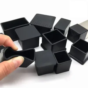 Square Rectangle Rubber Table Feet Black Chair Leg Caps Furniture Tube End Covers Non Slip