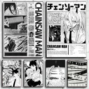 C-Chainsaw Man Anime Poster Stickers HD Waterproof Painting Wall Art for Bedroom Living Room Home Decor Decoration Gift