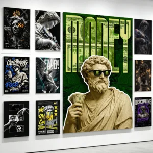 Cool Greek Sculpture Money Dollar Canvas Poster Street Graffiti Pop Art Motivational Wall Print Modern Office Bedroom Home Decor
