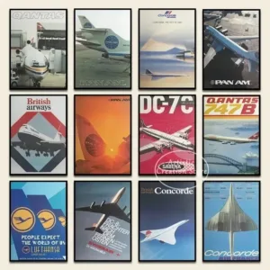 Retro Concorde Supersonic Aviation Poster Aircraft Art Canvas Painting Prints Living Room Bedroom Wall Decor Travel Gifts fo