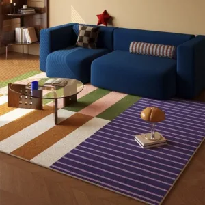Modern Stripe Decoration Carpets for Living Room Light Luxury Home Sofa Area Non-slip Rugs for Bedroom Washable Lounge Play Mat
