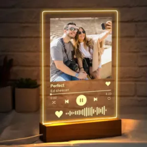 Personalised Acrylic Spotify Music Photo Plaque with LED Night Light Custom Couple Christmas New Year Birthday Gift For Him Her