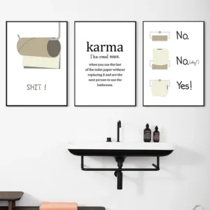 Toilet Paper Funny Shit Quote Karma Wall Art Canvas Painting Nordic Posters And Prints Wall Pictures For Bathroom Washroom Decor