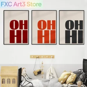 Frameless,1pc OH Hi Modern Art Decor Poster Modern Minimalist Bold Font Quotes Wall Decor Home Office Living Room Decor Perfect