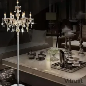Luxury Crystal Floor Light Standing Chandelier Lamps Art Deco Floor Lamp Gold Crystal Floor Lighting Lamp 110-240V Input