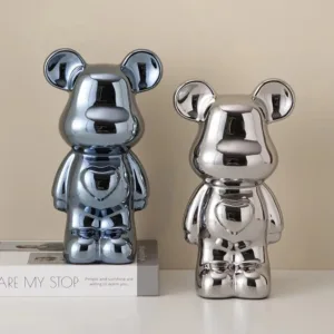 18/28/cm Aesthetic Bear Brick Ceramic Statue Teddy Bear Decor Action Figure Sculptures Ornament for Room Home Decoration Crafts