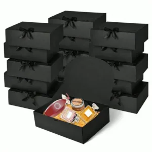 4pcs-Black Gift Box With Lid Bridesmaid Proposal Box with Ribbon Groomsmen Proposal Box Present Packaging Box Wedding Boxes