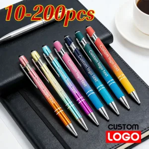 10-200Pcs Gradient Color Metal Pen 2-in-1 Stylus Ballpoint Pen Retractable for Touch Screens Office School Supplies Custom Logo