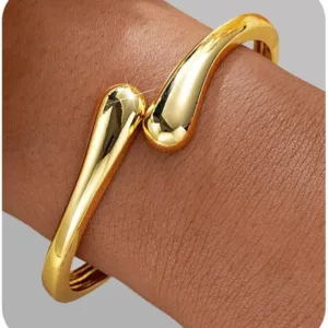 Gold Bangle Bracelets for Women Teens Trendy Chunky Adjustable Twist Cuff Bracelet Jewelry Gifts