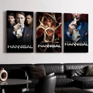 Classic Horror TV H-Hannibal Framed Wall Painting Ready to Hang Canvas Wall Art Poster for Bedroom Living Room Home Decor Gift
