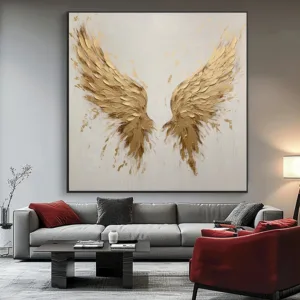 Golden Wing Canvas Art: Modern Abstract Wall Art, Indoor Home Decor, No Framed Poster, Gift for Office, Bedroom, or Cafe