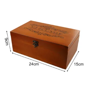 Retro Locking Wood Storage Box Decorative Case For Home Or Office Wooden Box With Hinged Lid Keepsake Holder With Lock