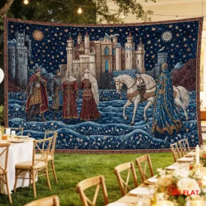 Luxurious Medieval Fantasy Castle Tapestry Wall Hanging Royal Knights King Queen Decoration Polyester Home Backdrop Fabric Gothi