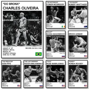 no frame Black and White Boxing Legends Canvas Poster Boxing Inspirational Canvas Painting Print Wall Art for Gym Bedroom Home