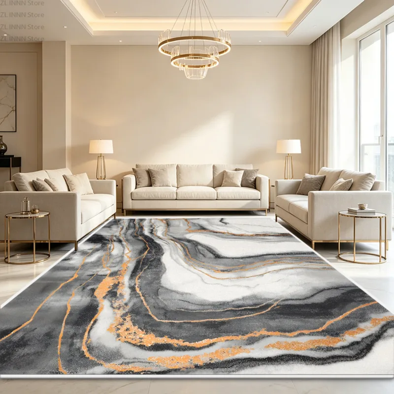 Luxury Marble Carpet for Living Room Machine Washable Bedroom Non-slip Decoration Rug Lounge Cloakroom Fluffy Soft Floor Mats