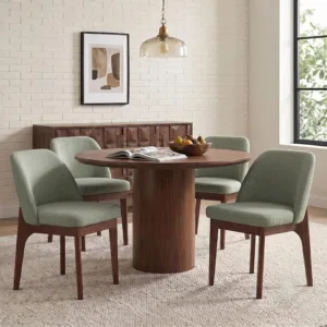 Wooden Dining Chairs Set of 4, Upholstered Dining Room Chairs with Rubberwood Legs and Padded Seats, Kitchen Chairs for, Custom