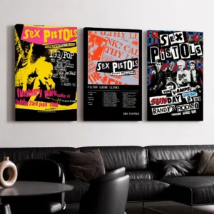 Band Music Album S-Sex P-Pistols Framed Wall Painting Ready to Hang Canvas Wall Art Poster for Bedroom Living Room Home Decor