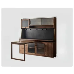 Buffet Storage Cabinet & Tea Cabinet Solid Wood Walnut Dining Table with Side Cabinet Modern Furniture for Kitchen Living Room