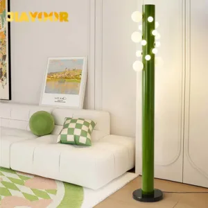 LED Modern Floor Lamp Postmodern Minimalist Wood Grain Glass Creative Living Room Sofa Next To Bedroom Homestay Creative Lamp