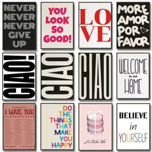 Hello Inspired Ciao Wall Art Canvas Painting Love Inspirations Quote Posters Minimalisme for Living Room Home Decor Cuadros
