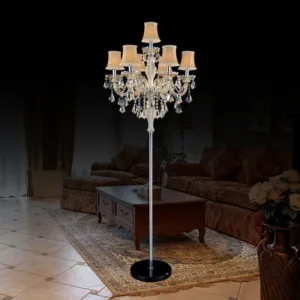 7 Lights European Luxury Crystal Floor Lamp E14 Candle Chandelier Decorative Living Room Wedding Fixture